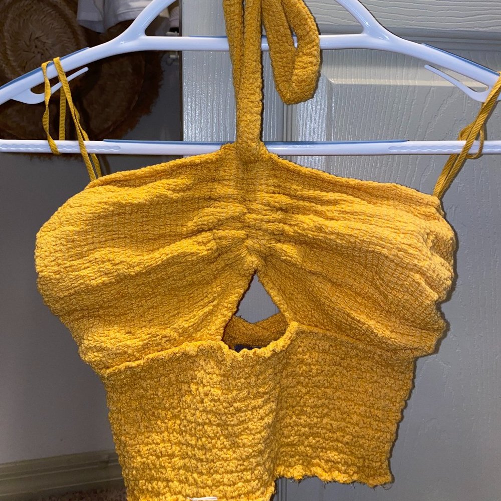 Gold halter top